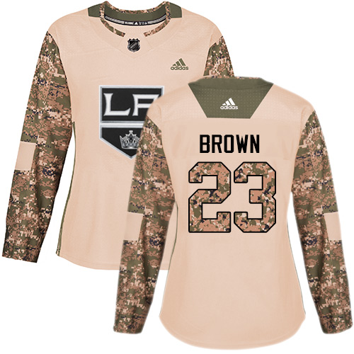 Adidas Kings #23 Dustin Brown Camo Authentic Veterans Day Women's Stitched NHL Jersey - Click Image to Close